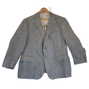 JOSEPH ABBOUD Blue‎ Heather 2-Button Blazer Wool Silk Mohair Italy Dual Vent 44S